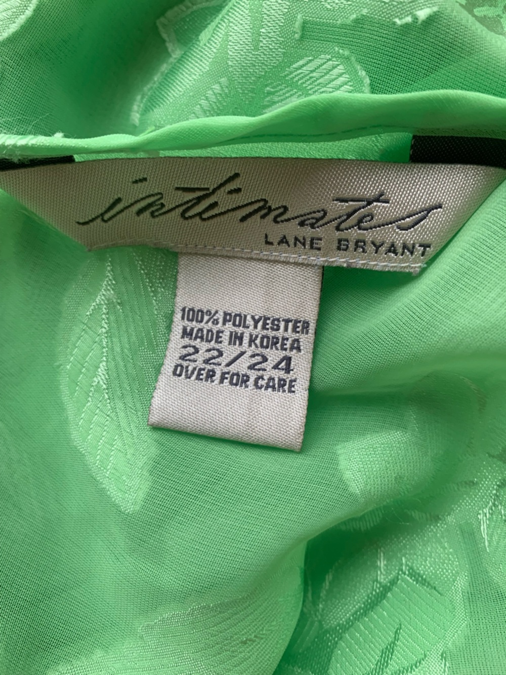 Vintage Lane Bryant Green Floral Sheer Slip Dress lingerie Size 22/24 - Picture 4 of 4